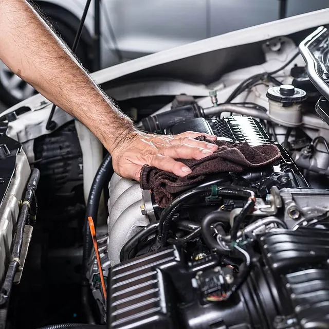 Engine being looked at by a mechanic